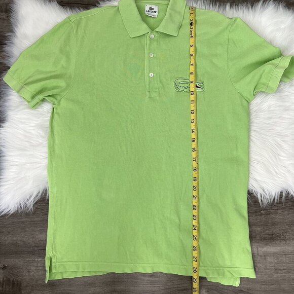 Lacoste Mens FR 5 US Large Lime Green Big Crocodile Short Sleeve Polo Shirt - Picture 5 of 8